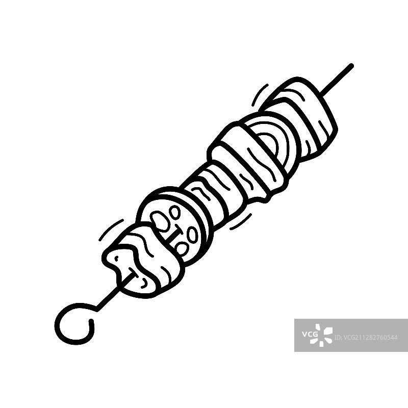手绘涂鸦烤肉串图标图片素材
