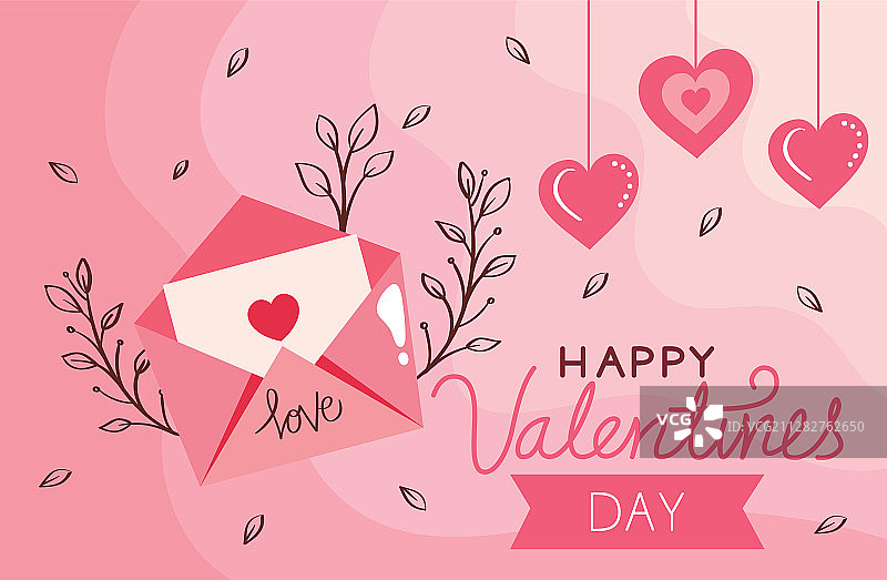 情人节贺卡与信封图片素材