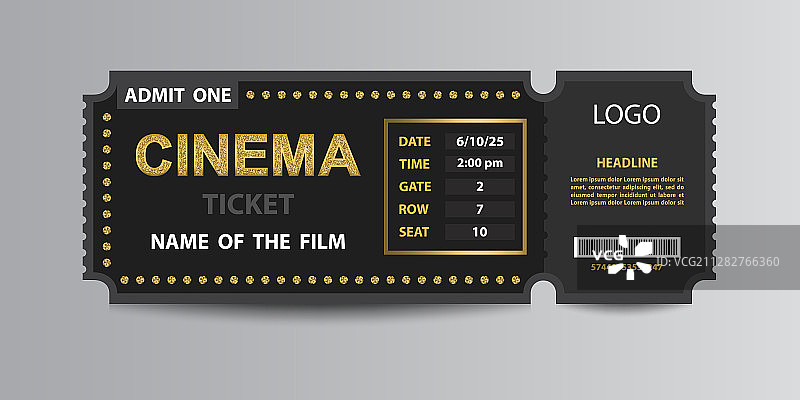 电影院入场券票根模板图片素材