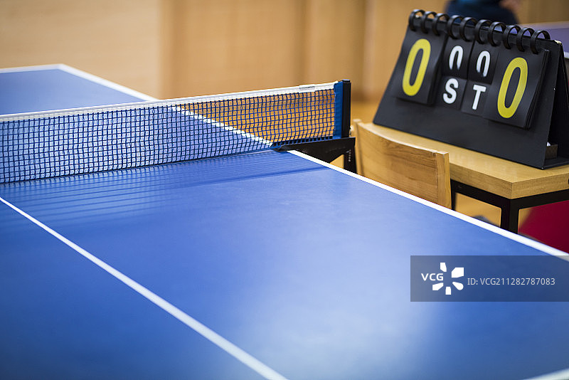乒乓球桌和记分牌摄影图片素材