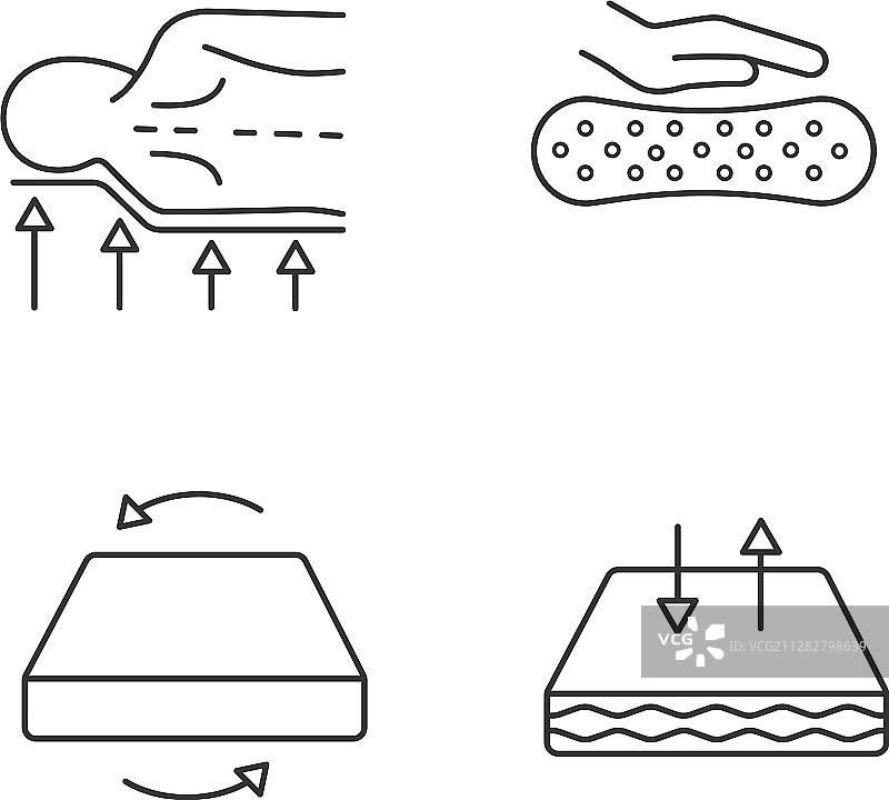 骨科床垫线性图标集图片素材