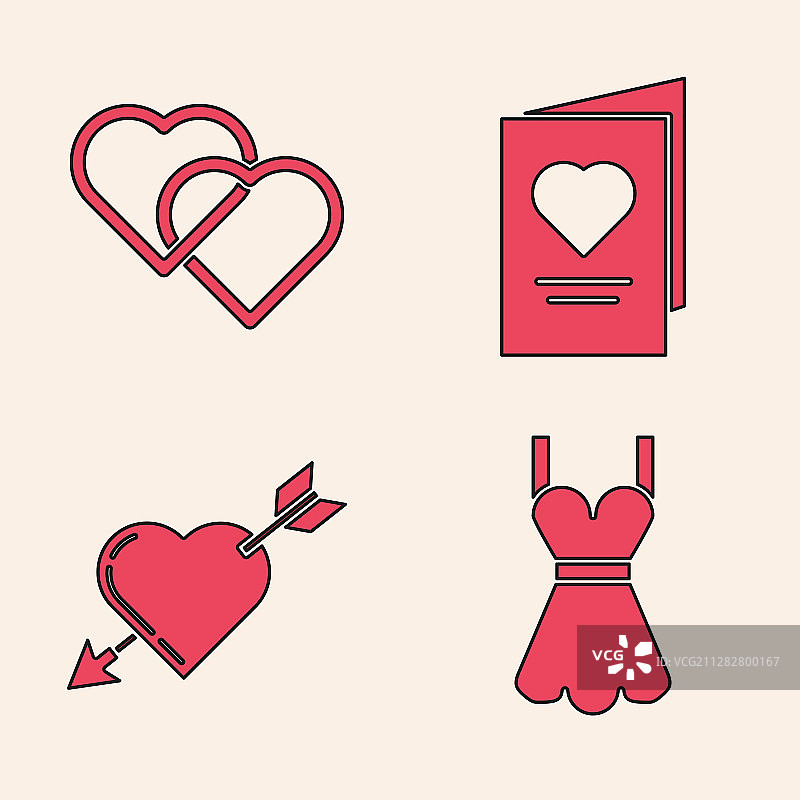 女士连衣裙与情人节爱心设计图片素材