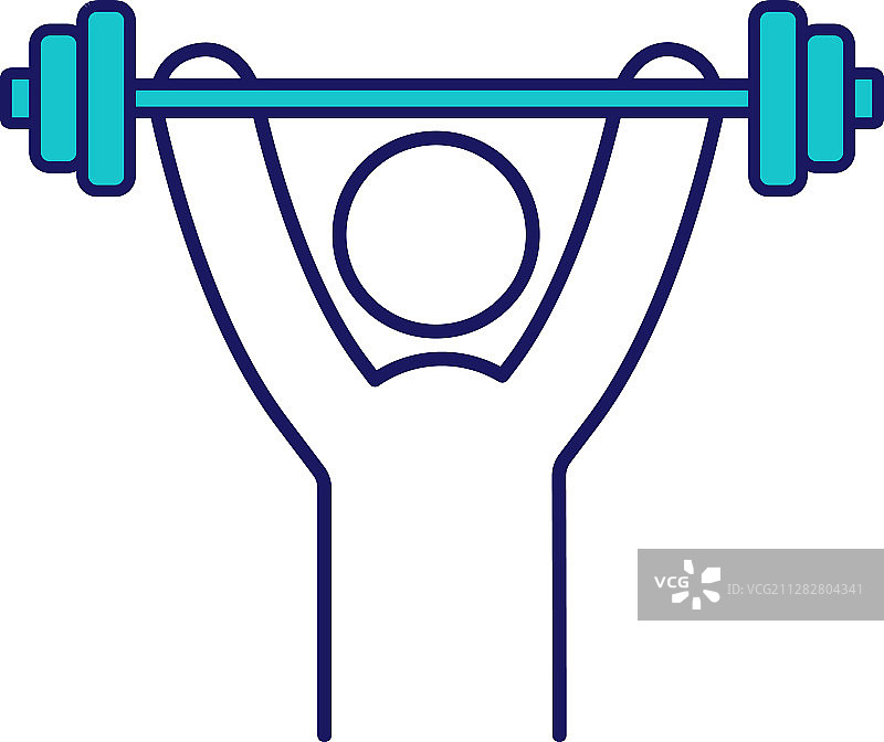 男子用杠铃训练彩色图标图片素材