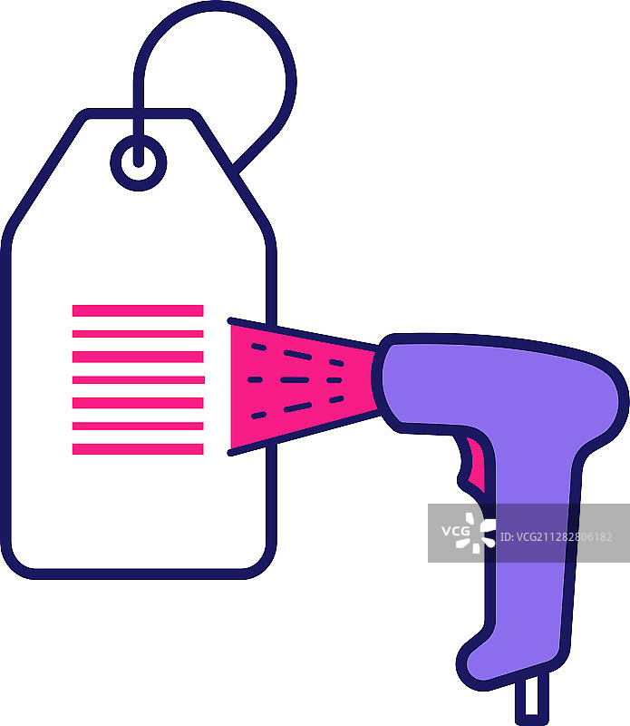 条形码扫描器扫描吊牌彩色图标图片素材