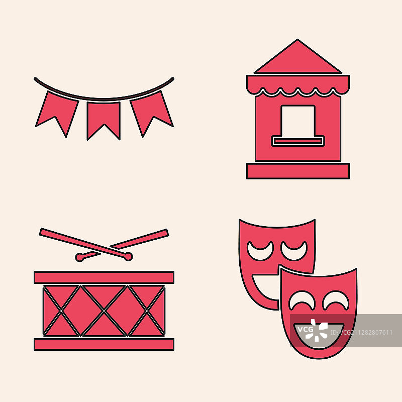 喜剧戏剧面具和狂欢节花环图片素材