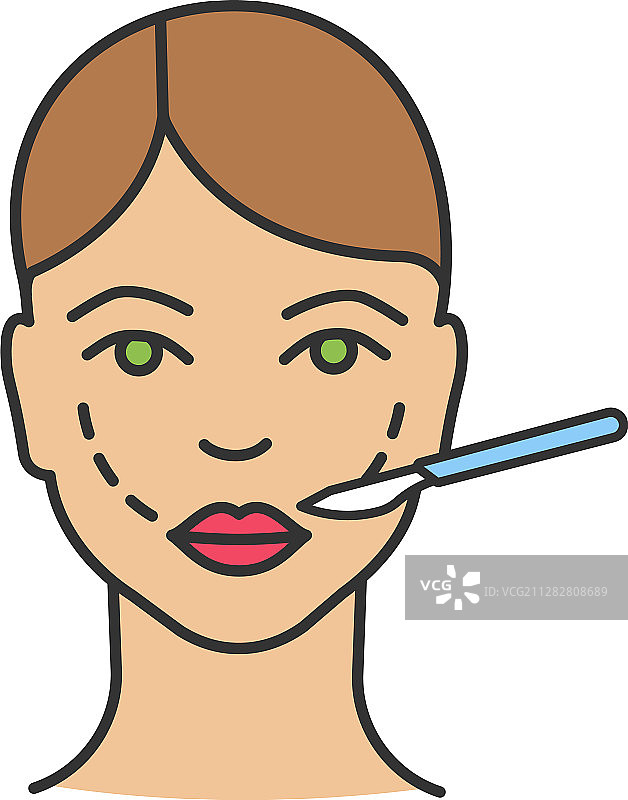 面部提升手术彩色图标图片素材