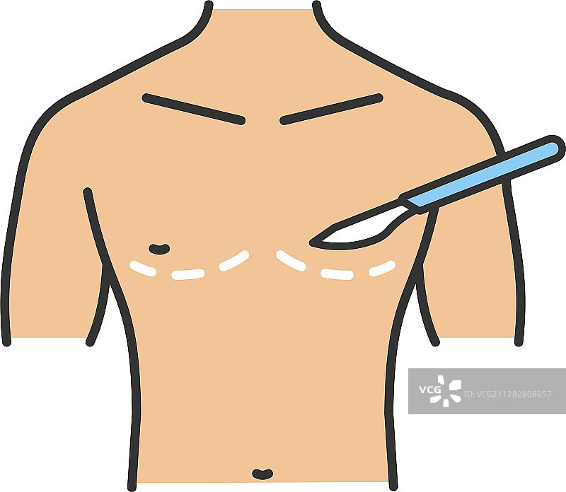 男性乳房手术彩色图标图片素材