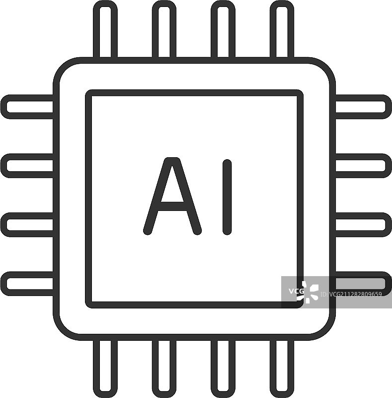 AI处理器线性图标图片素材