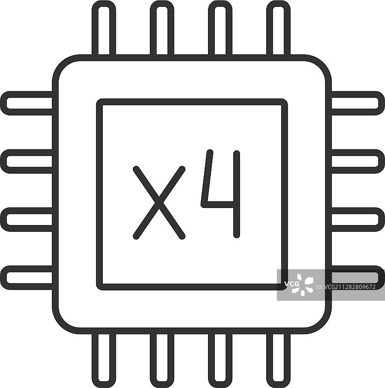 四核处理器线性图标图片素材