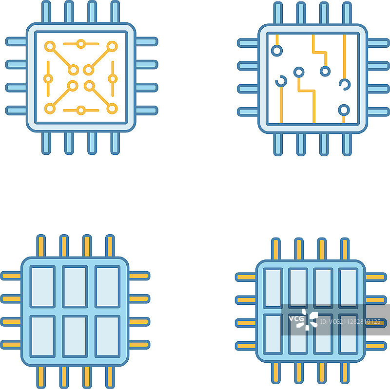 处理器彩色图标集图片素材