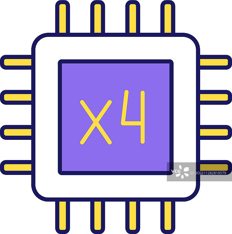 四核处理器彩色图标图片素材