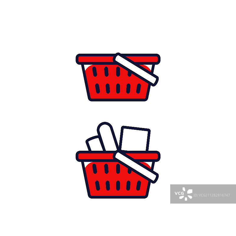 空和满的红色购物篮图标图片素材