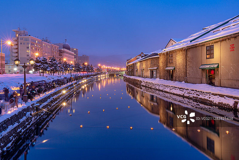 小樽运河雪灯节图片素材
