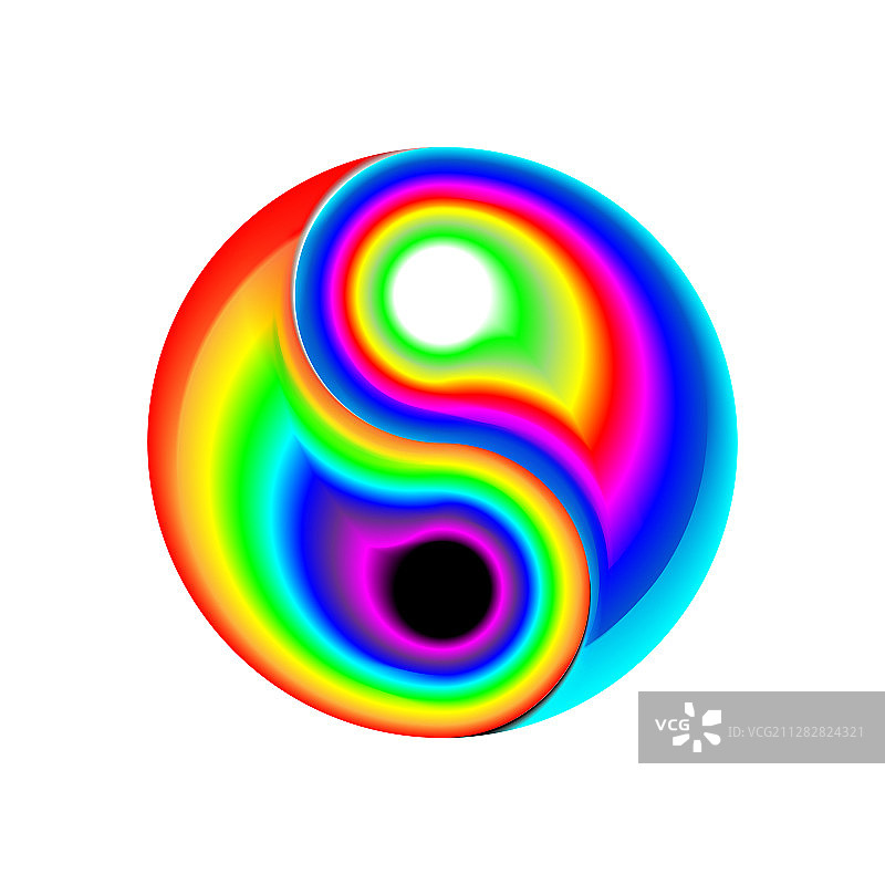 彩虹扁平阴阳数字符号概念图片素材