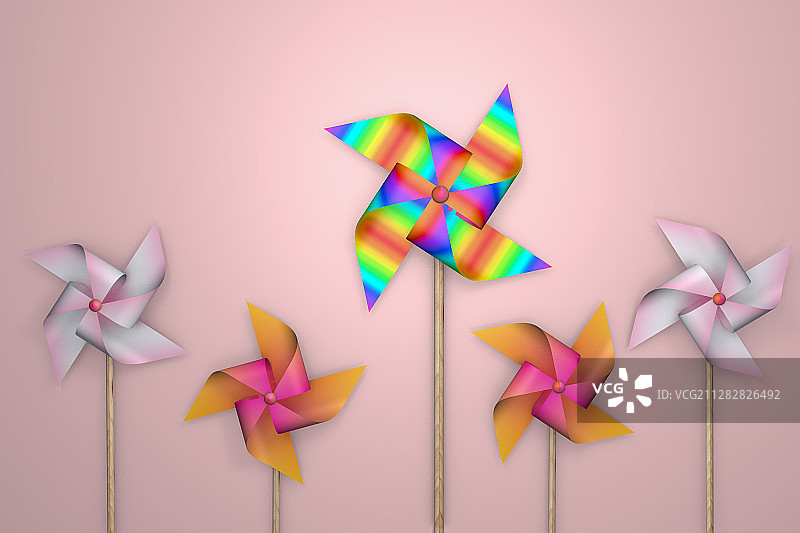 3d渲染的纸风车,c4d软件制图图片素材