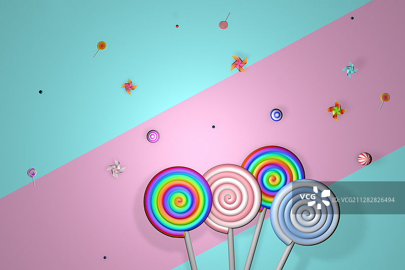 3d渲染的棒棒糖,c4d软件制图图片素材