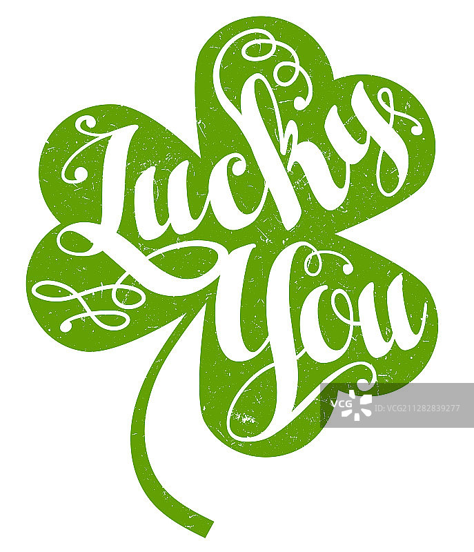 圣帕特里克节手写三叶草，祝你好运图片素材