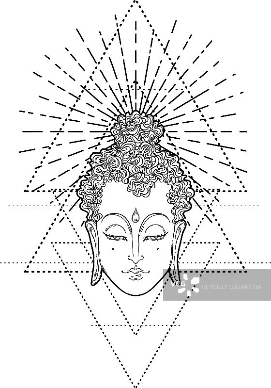 佛像面部曼陀罗圆形图案图片素材