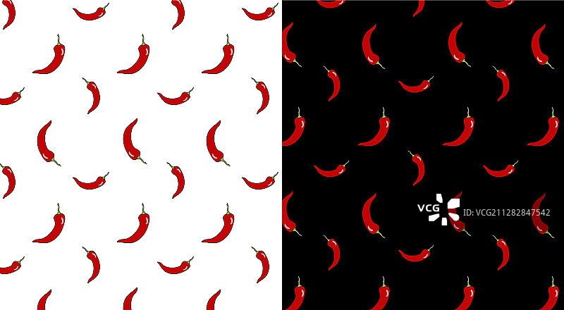 辣椒无缝图案组合图片素材