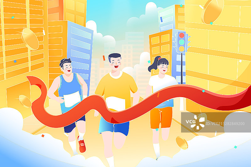高考加油冲刺运动跑步奔跑学生运动会马拉松体育考试人物背景矢量图片素材
