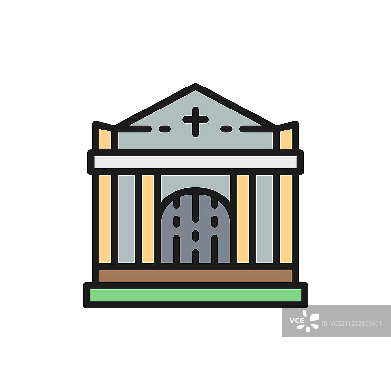 地下墓室墓地教堂扁平色块图片素材