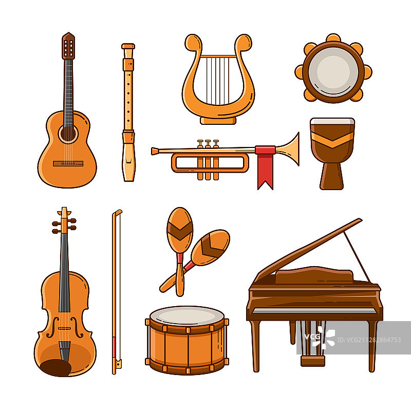 乐器图标与元素扁平风格素材图片素材