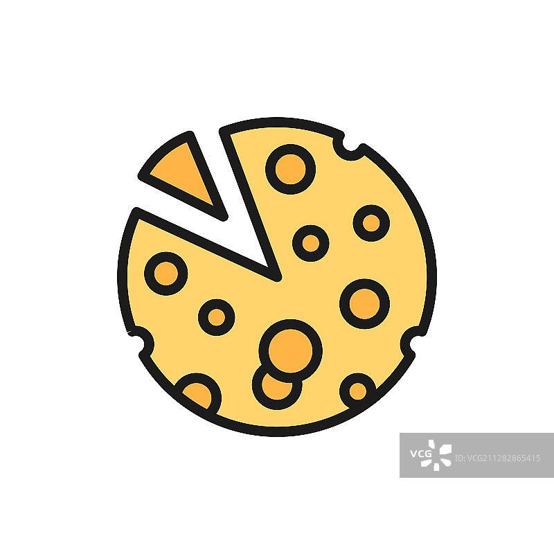 法国奶酪扁平彩色线条图标图片素材