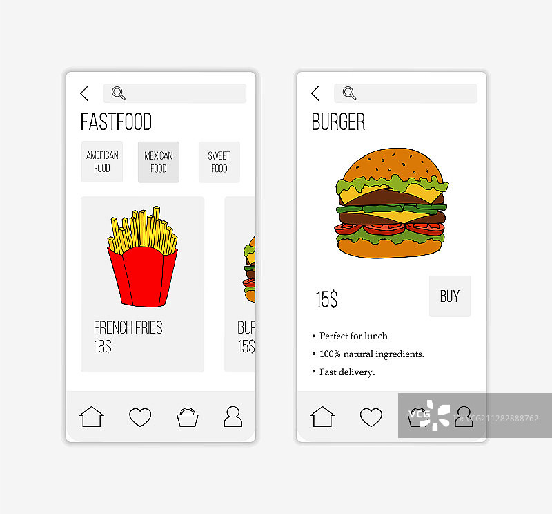 现代快餐手机应用模板图片素材