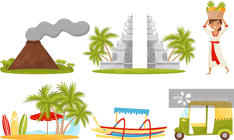 巴厘岛著名特色符号合集图片素材