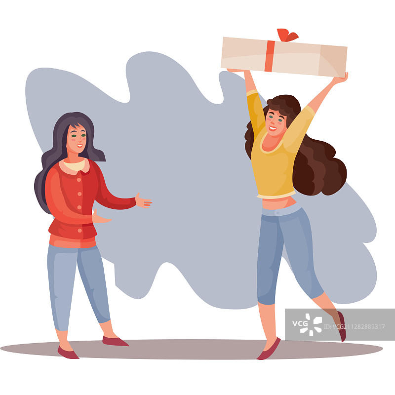 女孩给女人惊喜礼盒图片素材