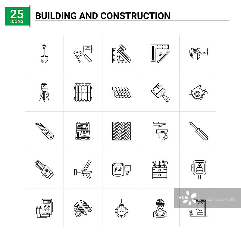 25个建筑施工图标合集背景图片素材