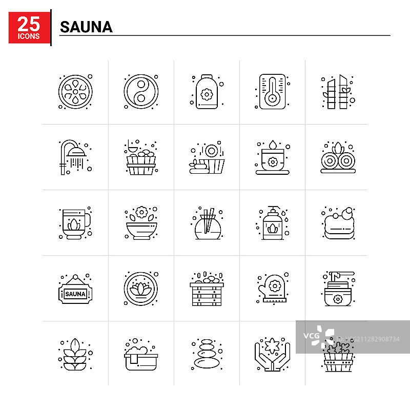 25个桑拿图标集背景图片素材