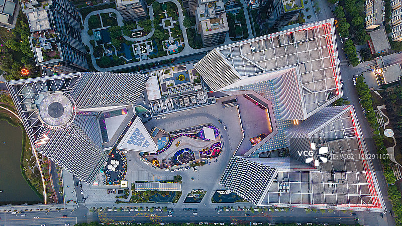 航拍西安曲江南湖W酒店图片素材