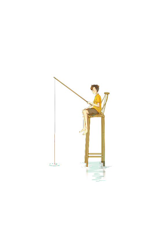 男孩钓鱼图片素材