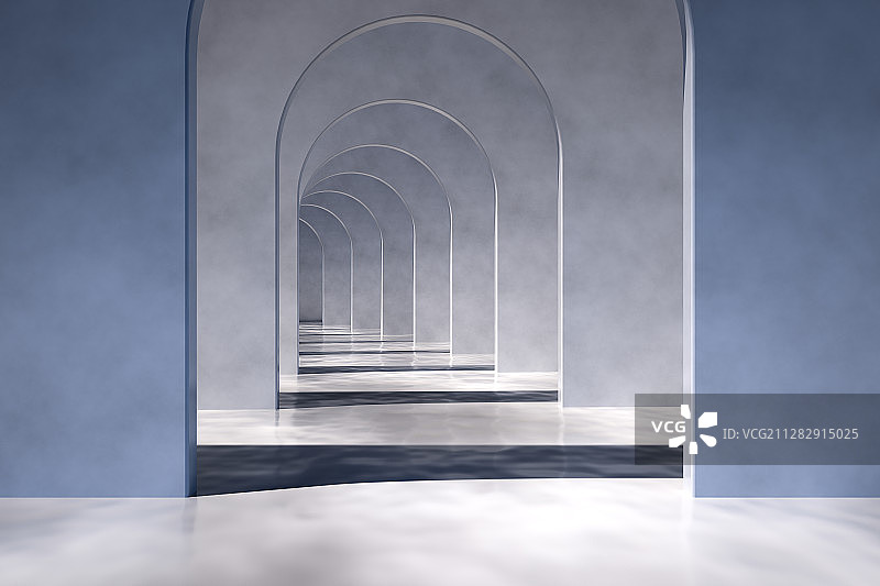 简洁室内走廊空间，三维图形图片素材