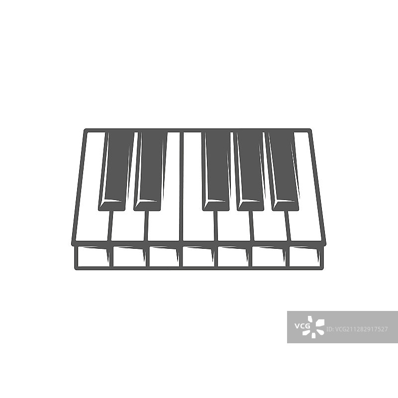 白色背景上的钢琴键盘图片素材