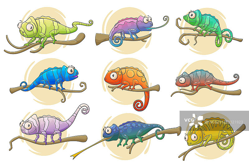 变色龙蜥蜴图标明亮爬行动物图片素材