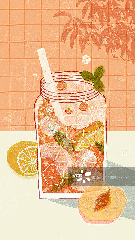 柠檬茶插画2图片素材