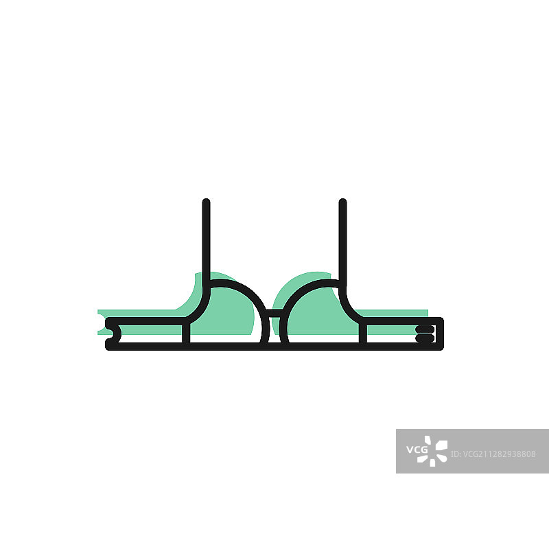 白色背景上的黑色线条胸罩图标图片素材