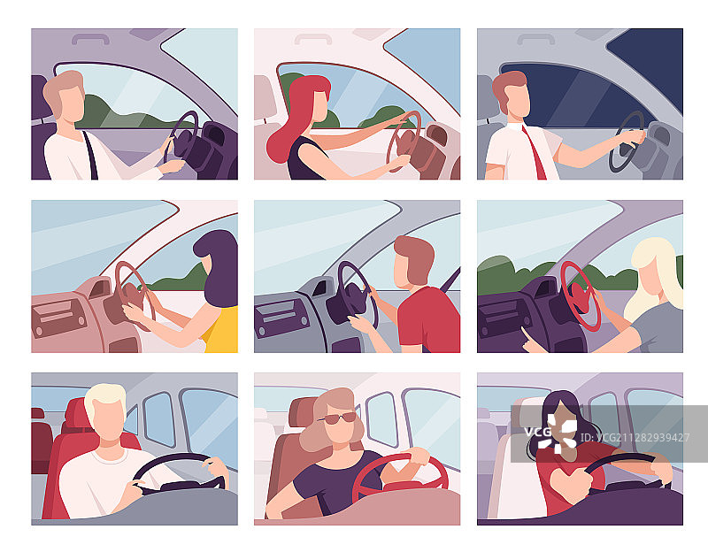 驾驶汽车的男士和女士图片素材