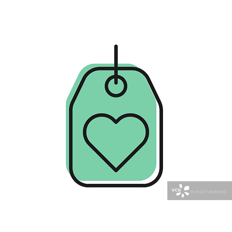 白色背景上的心形标签图标图片素材