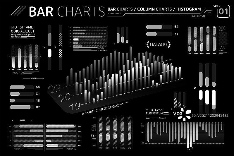 柱状图、柱形图和直方图图片素材