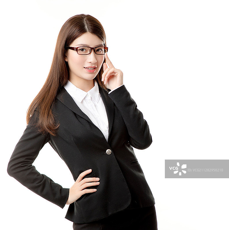 白色背景下的商务女白领图片素材