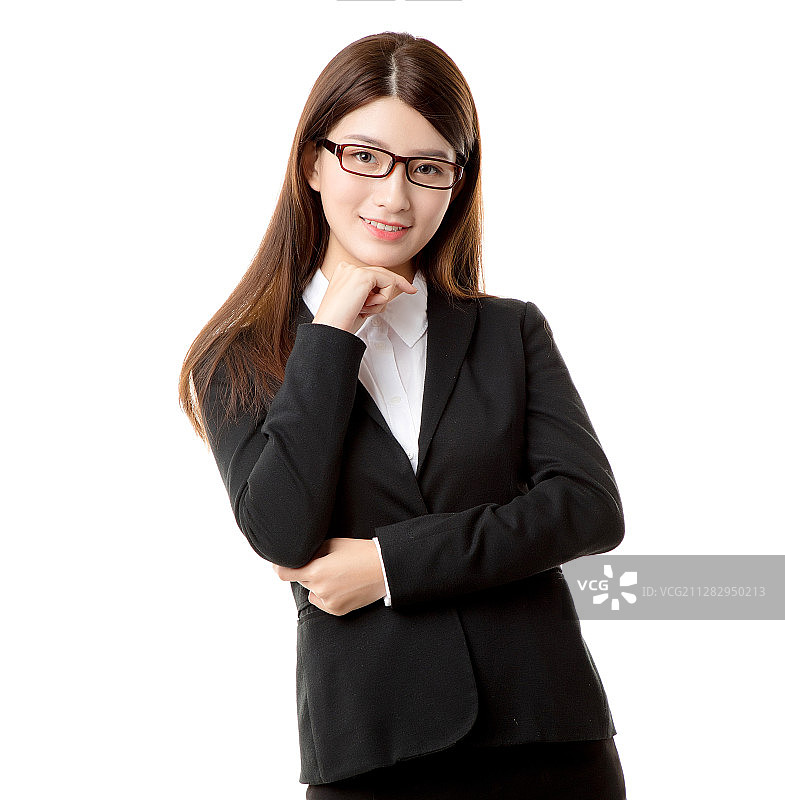 白色背景下的商务女白领图片素材