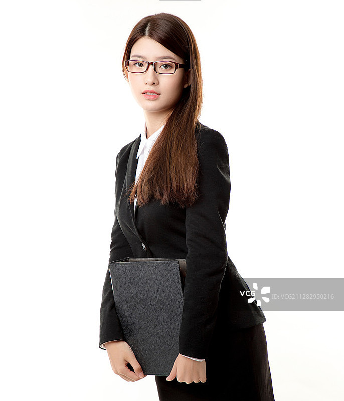 白色背景下的商务女白领图片素材