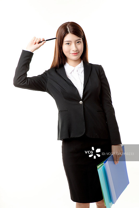 白色背景下的商务女白领图片素材