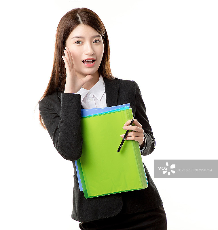 白色背景下的商务女白领图片素材