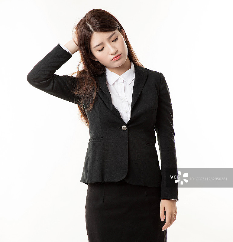 白色背景下的商务女白领图片素材