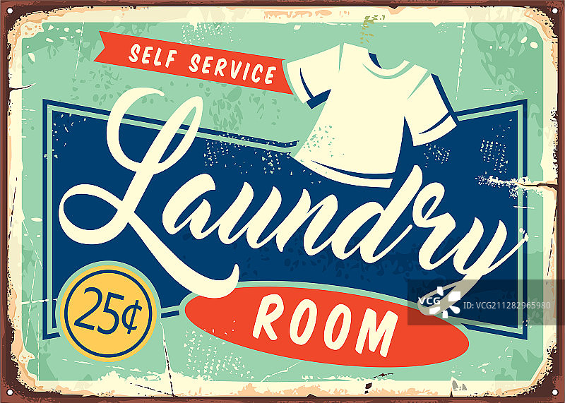 复古风洗衣房金属标牌图片素材