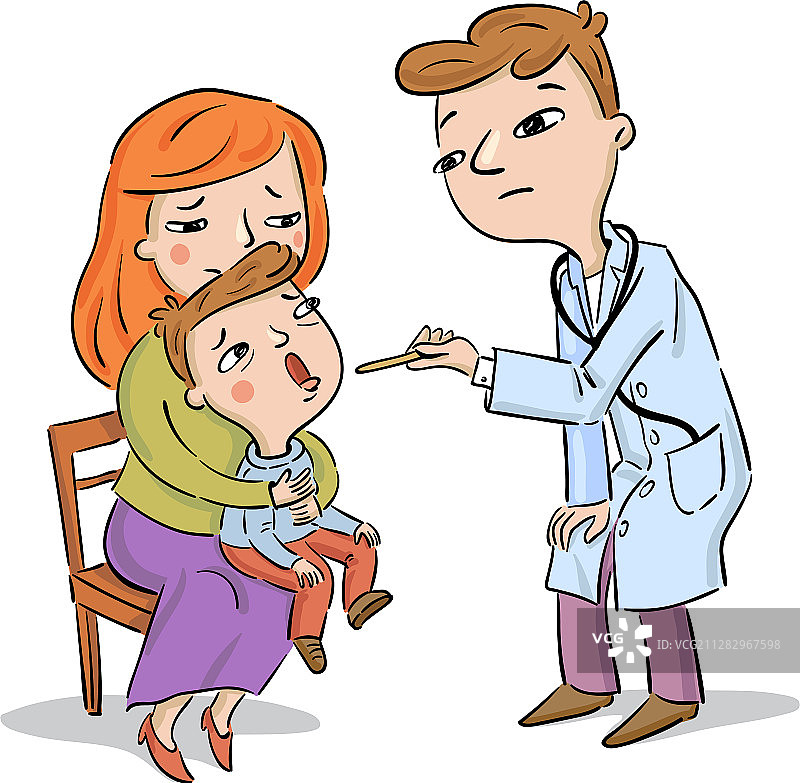 医生检查母亲怀中的孩子图片素材